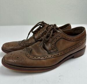 Johnston & Murphy Size 8 Wingtip Oxford Brogue Brown Leather Dress Shoes 20-2233